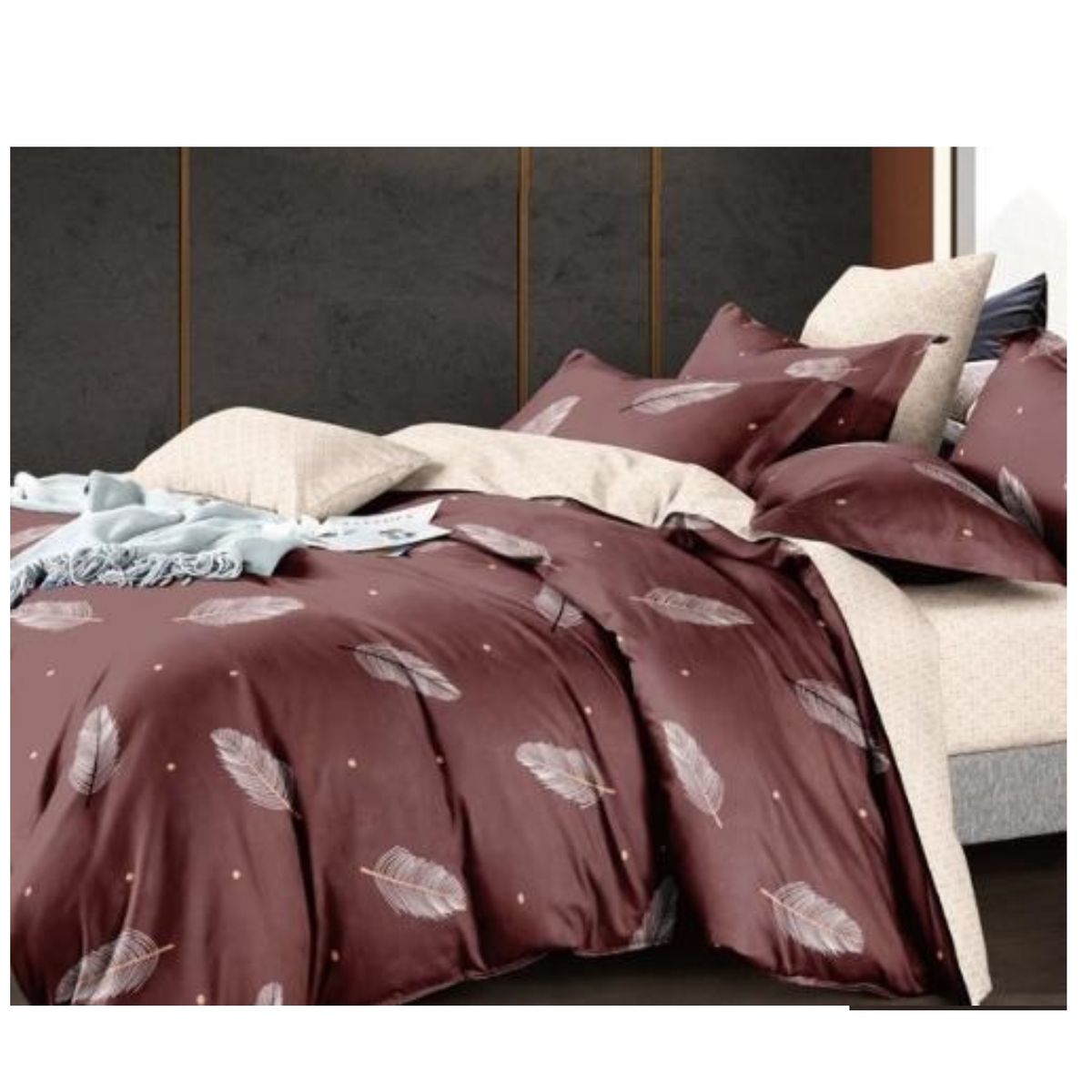 GENERICO - CUBRECAMA QUILT DE VERANO 1.5 PLAZA  BURDEO DISEÑO HOJAS