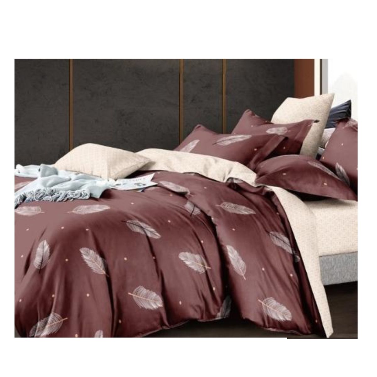 GENERICO - CUBRECAMA QUILT DE VERANO 1.5 PLAZA  BURDEO DISEÑO HOJAS