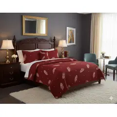 GENERICO - CUBRECAMA QUILT DE VERANO 1.5 PLAZA BURDEO DISEÑO HOJAS