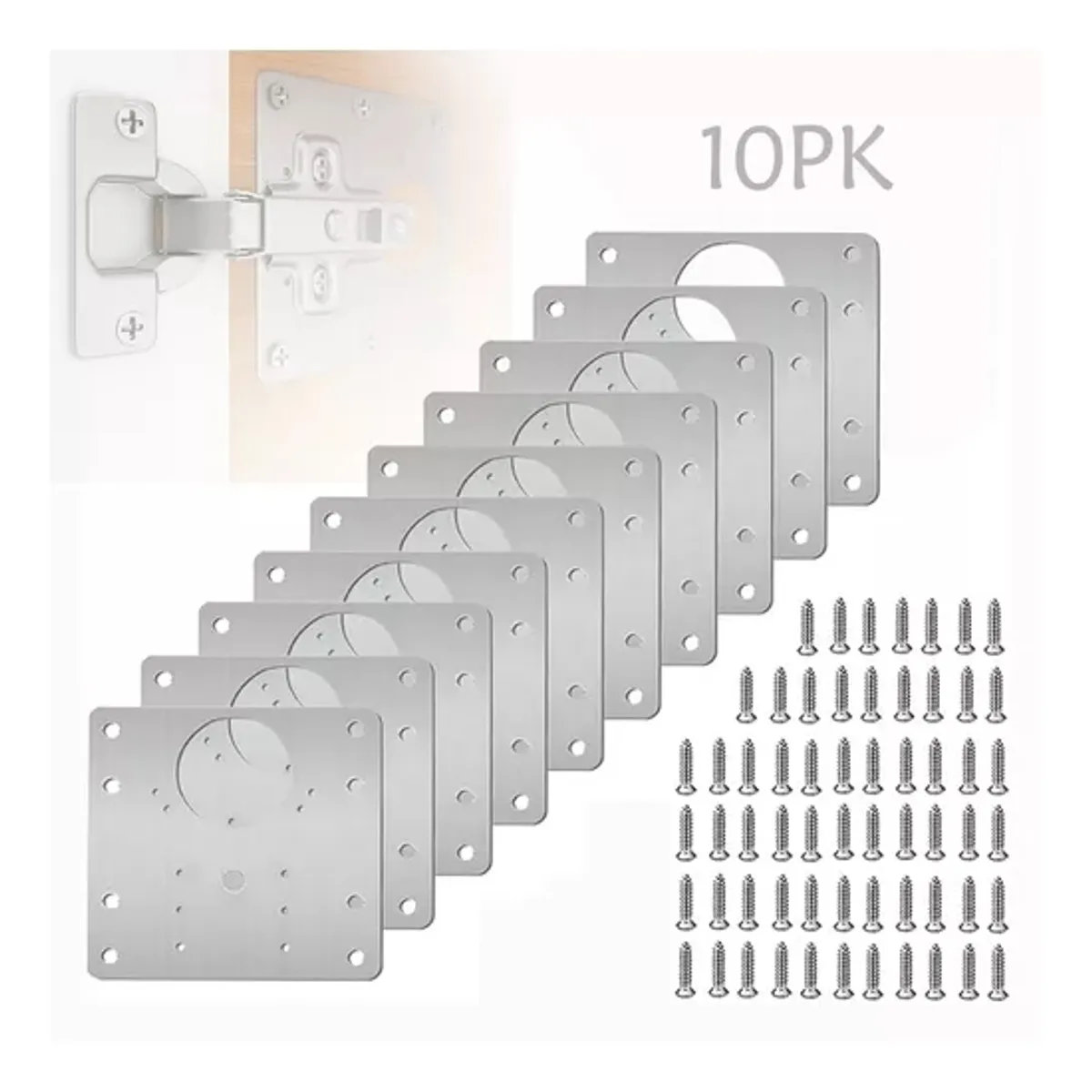 GENERICO - 10 Pcs Placa De Reparacion Bisagra Mueble Tornillos Puerta