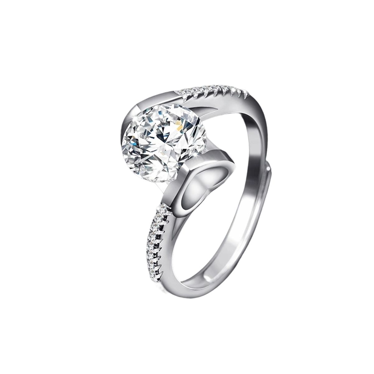 ZG JOYAS - Anillo Ajustable Mujer Diamante De Zirconia 3A 2 Quilates 8mm