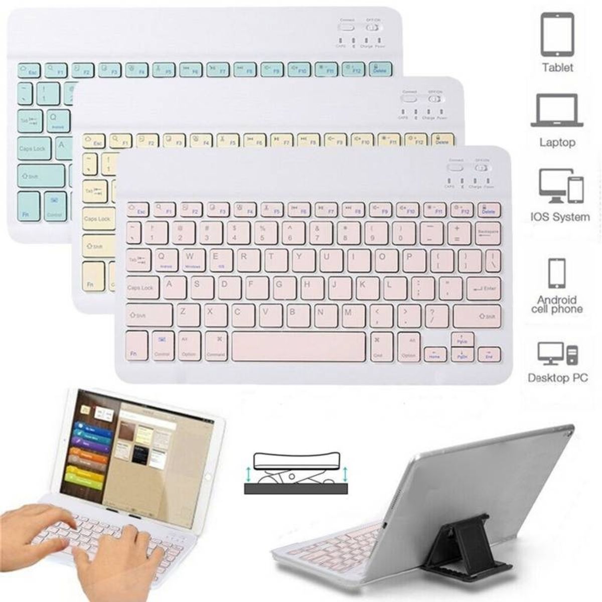 GENERICO - Kit de teclado mouse para iPad o Tablet Android Slim beige