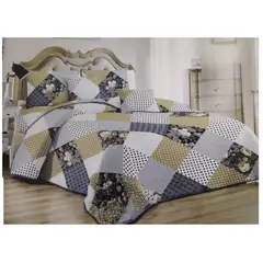 GENERICO - CUBRECAMA 2 PLAZA QUILT DE VERANO MULTICOLOR CON DISEÑO DE FLORES