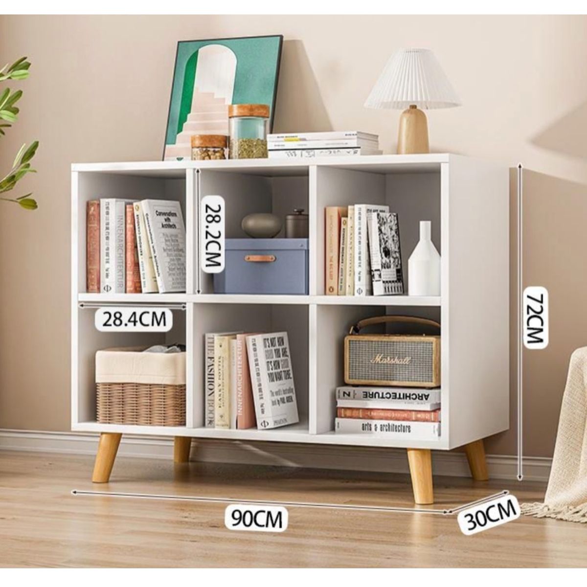 HOMER DESIGN - Organizador librero biblioteca Living 6 cubos 90x30x72cm