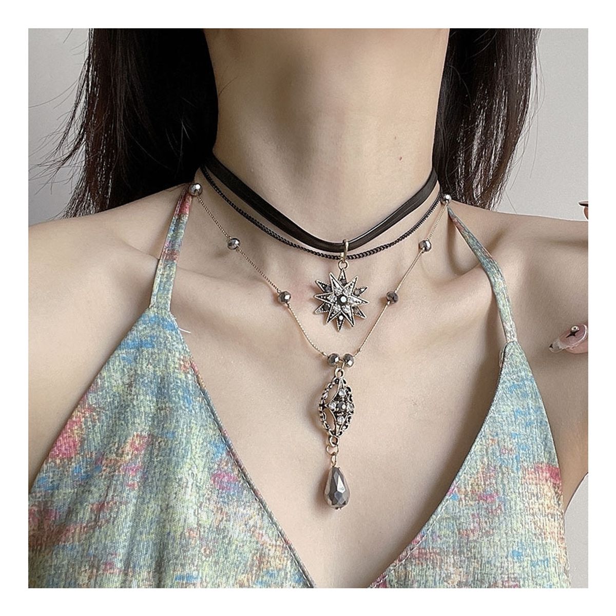 ZG JOYAS - Collar Colgante Mujer Cristal Multiple Capas Estilo Bohemio