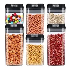 GENERICO - Set 6 Envases Contenedores Herméticos Plásticos Cocina Despensa