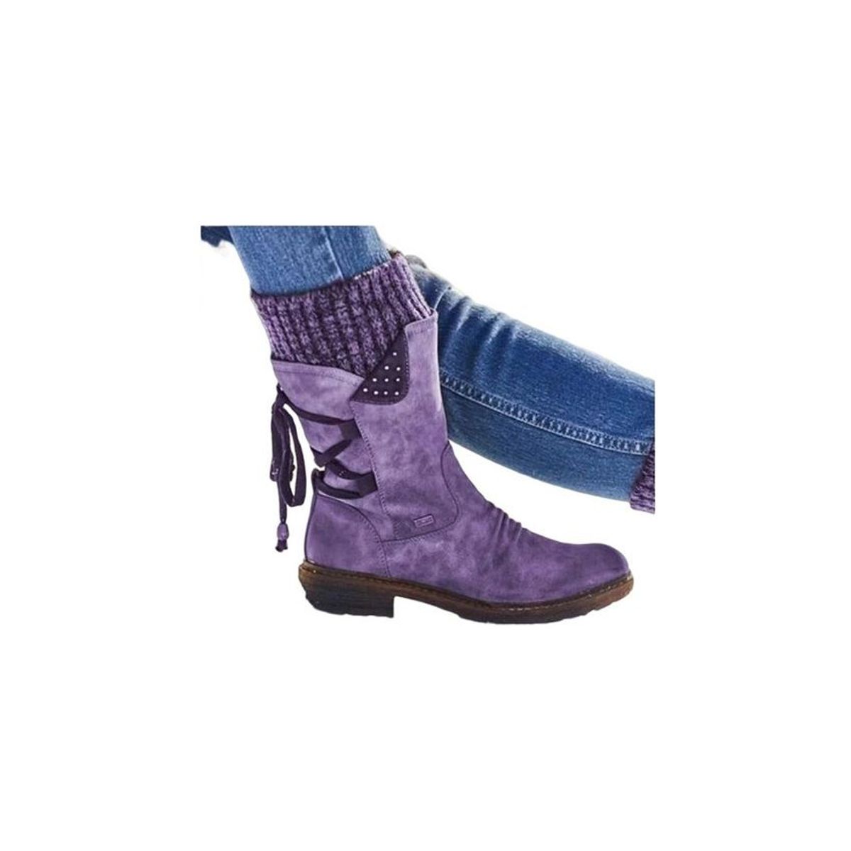 XHCY - Botas De Nieve De Cuero Con Cremallera Antideslizante