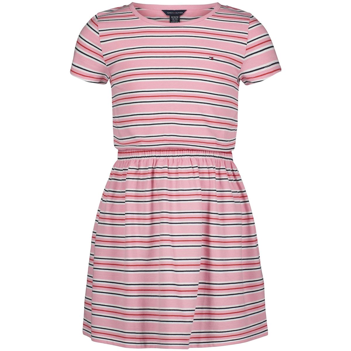 TOMMY HILFIGER - Vestido De Rayas Con Logo Rosa Niña