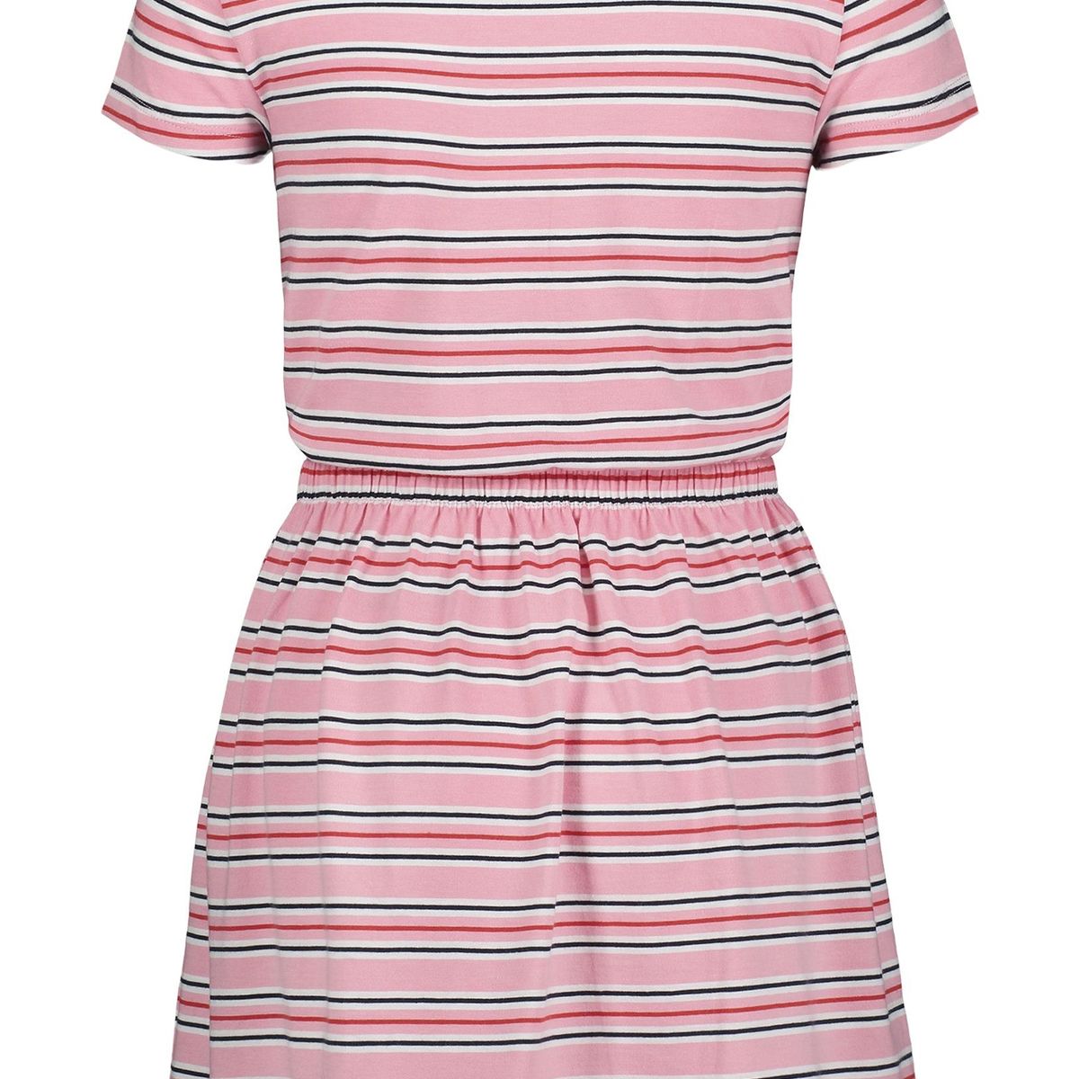 TOMMY HILFIGER - Vestido De Rayas Con Logo Rosa Niña