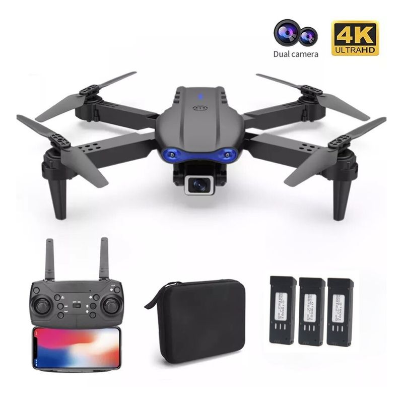 ACTUAL - Dron 3 Baterías Plegable Bolso Recargable Doble Cámara 4k Wifi