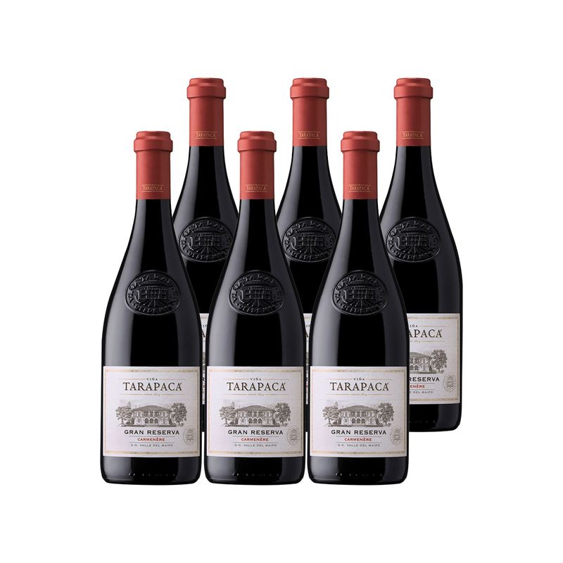TARAPACA - 6x Vino Tarapacá Gran Reserva Carmenere 14° 750cc