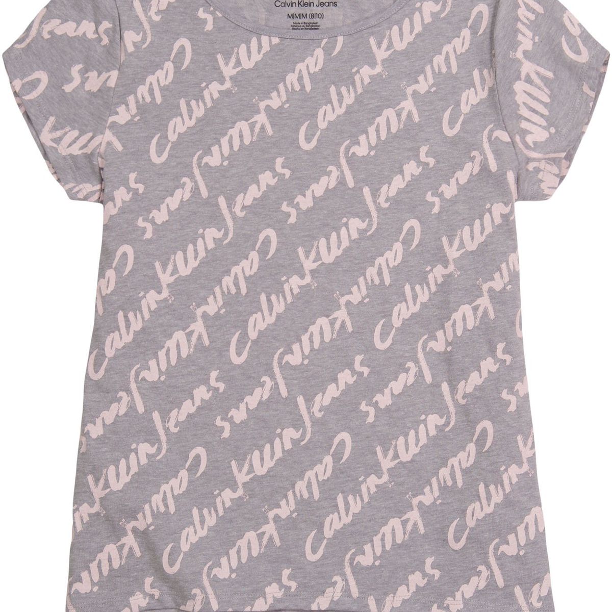 CALVIN KLEIN - Polera Brush Logo Print Gris Calvin Klein