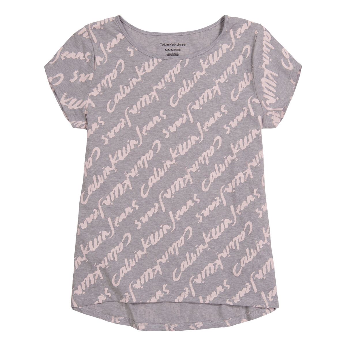 CALVIN KLEIN - Polera Brush Logo Print Gris Calvin Klein