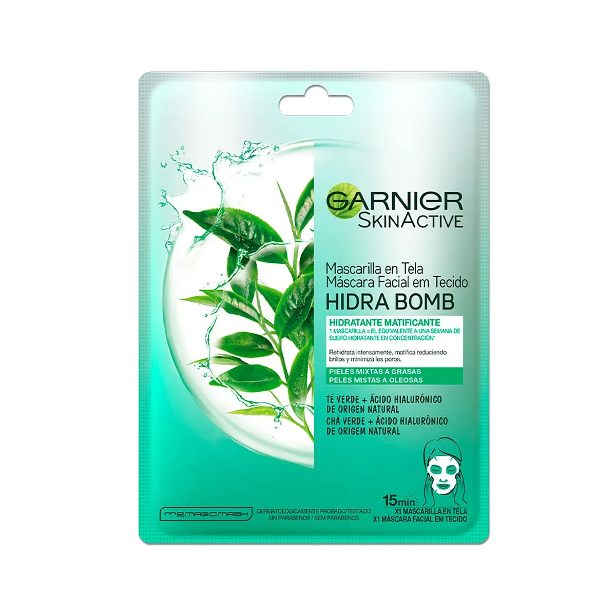 GARNIER - Mascarilla Hidra Bomb Té Verde Garnier Skin Active.
