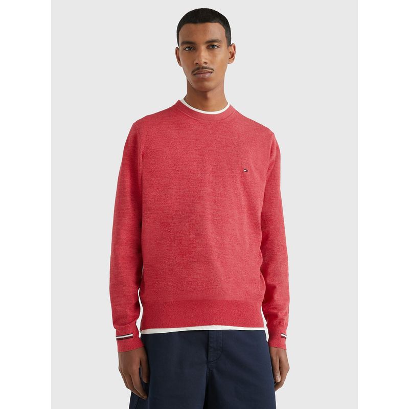 TOMMY HILFIGER - Sweater Mouline Striped  Rojo Hombre.