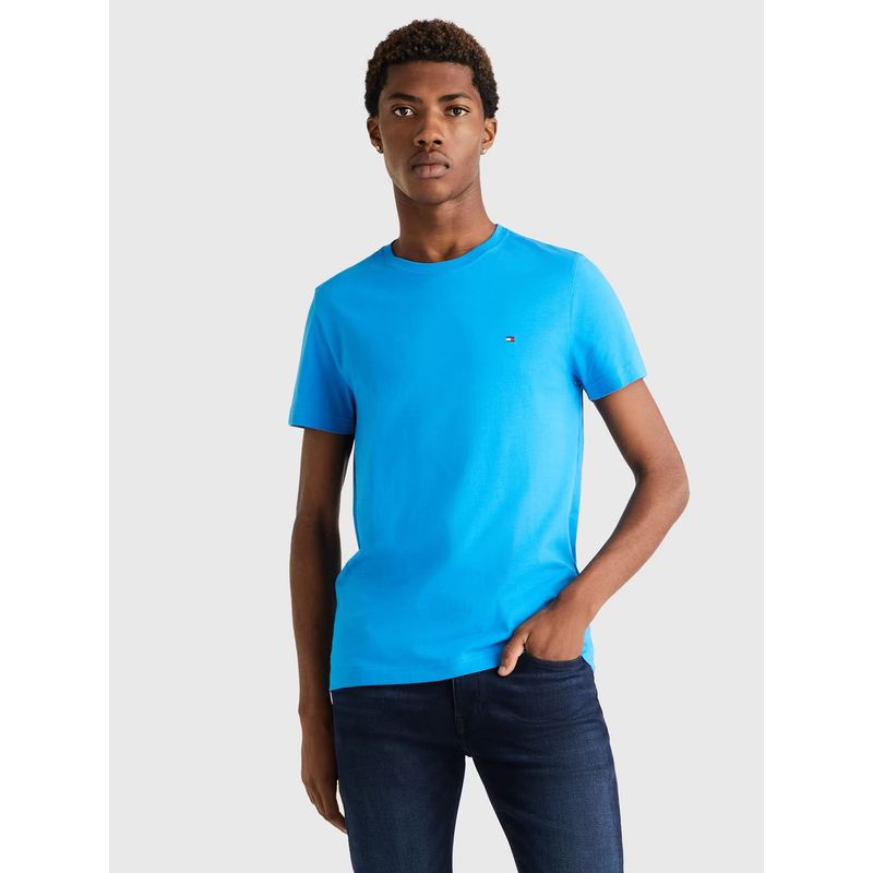 TOMMY HILFIGER - Polera Essential Cotton C-Neck Slim Fit Celeste Tommy Hilfiger