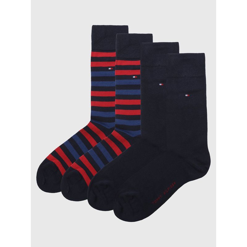 TOMMY HILFIGER - Pack De 2 Pares De Calcetines Duo Stripe Azul Hombre