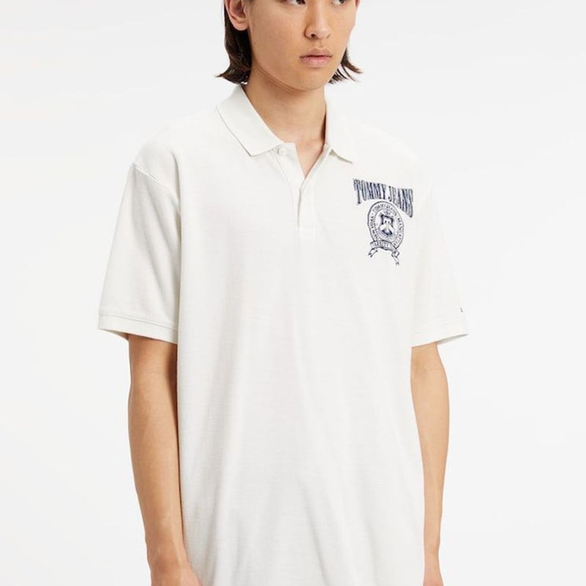 TOMMY HILFIGER - Polo Relaxed Varsity Con Logo Blanco Hombre