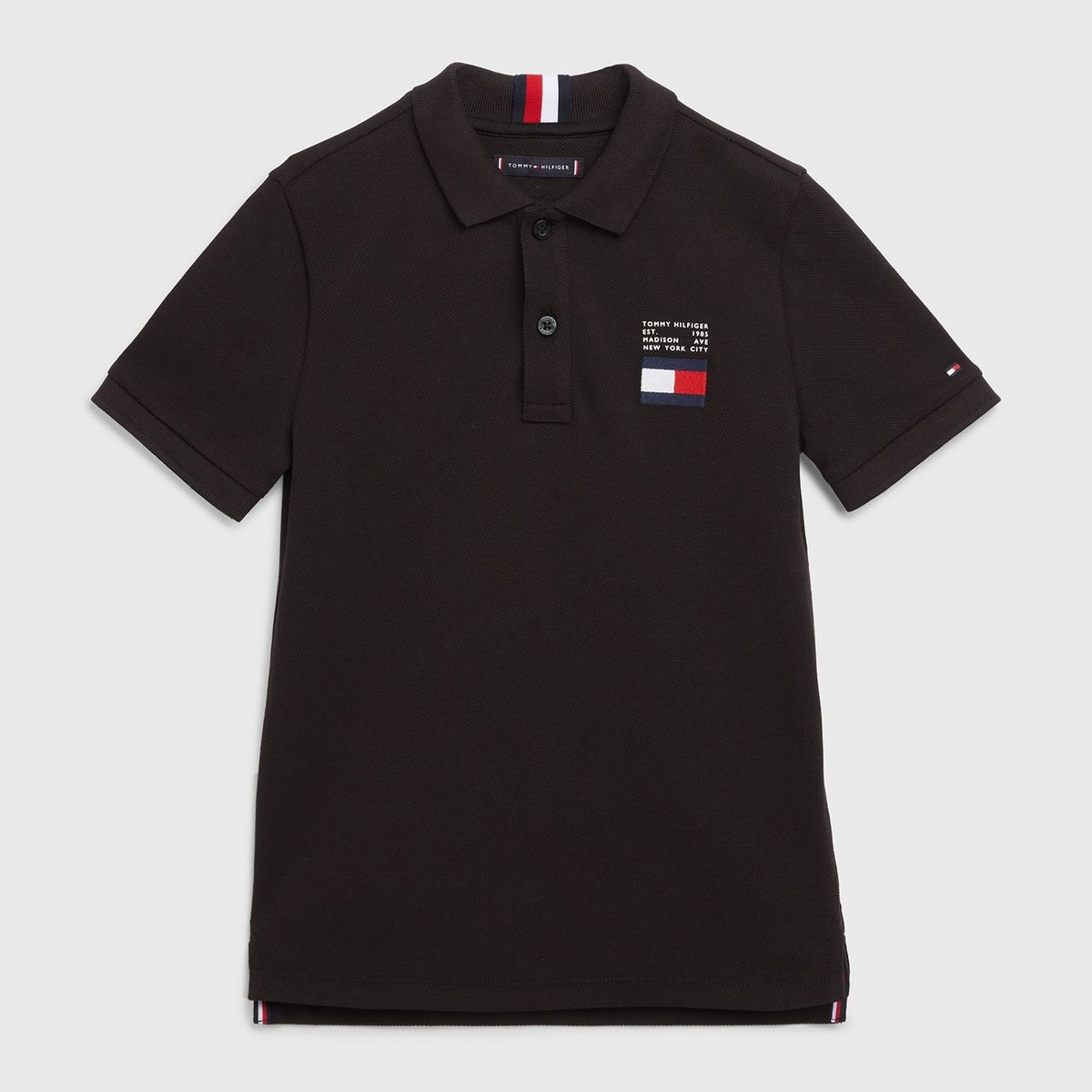 TOMMY HILFIGER - Polo Th Flag Logo Negro Niño