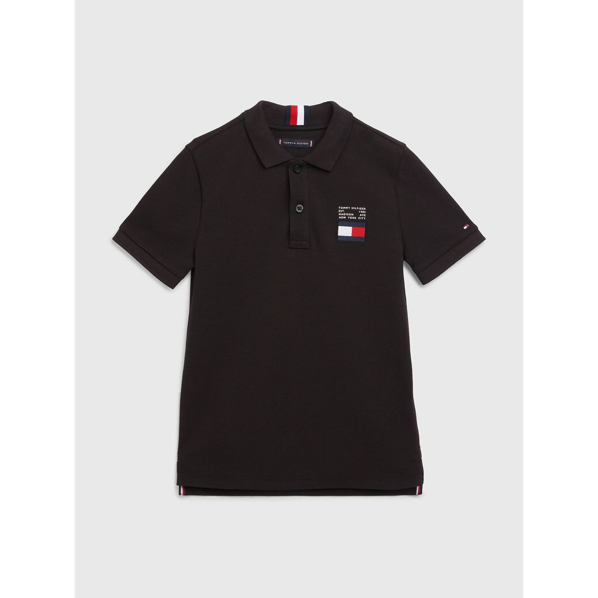 TOMMY HILFIGER - Polo Th Flag Logo Negro Niño