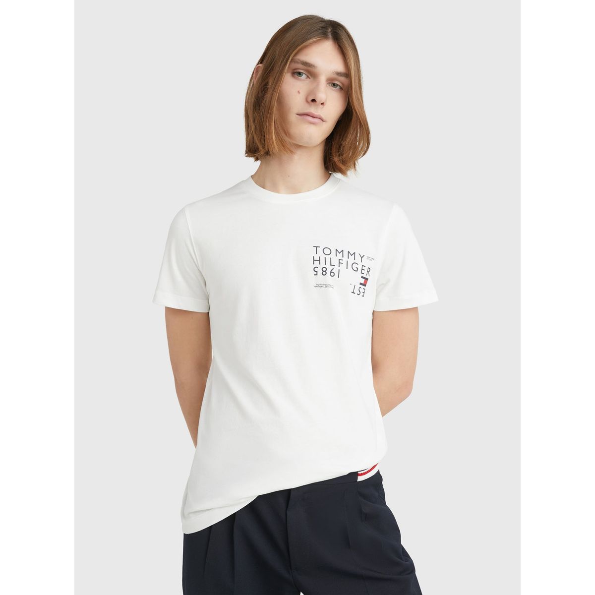 TOMMY HILFIGER - Polera Brand Love Back Slim Fit Blanco Hombre