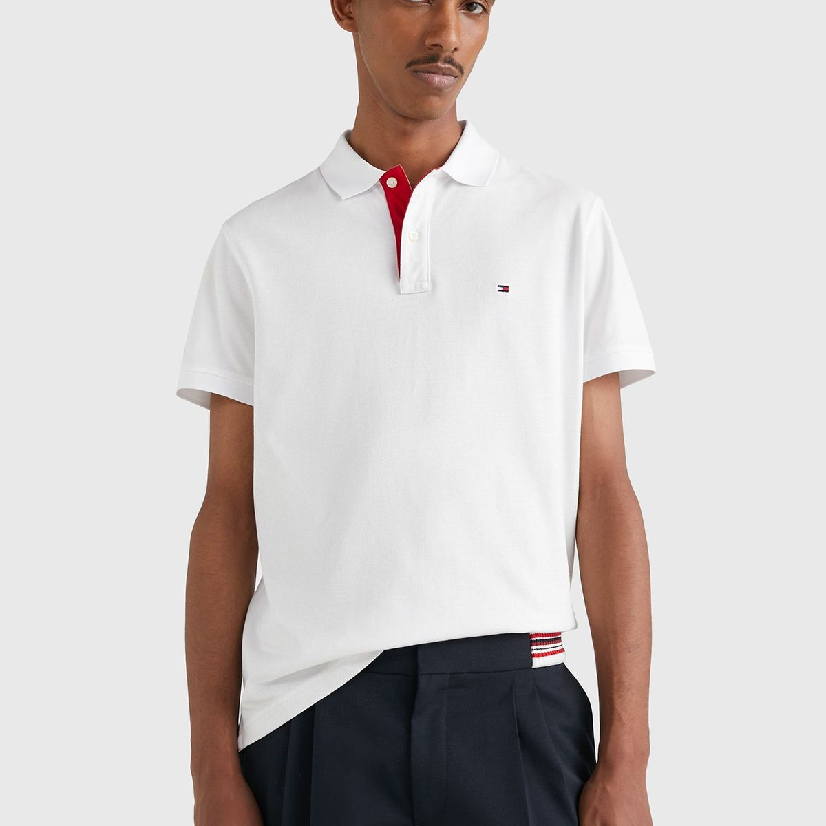 TOMMY HILFIGER - Polo Contrast Placket Regular Fit Blanco Hombre