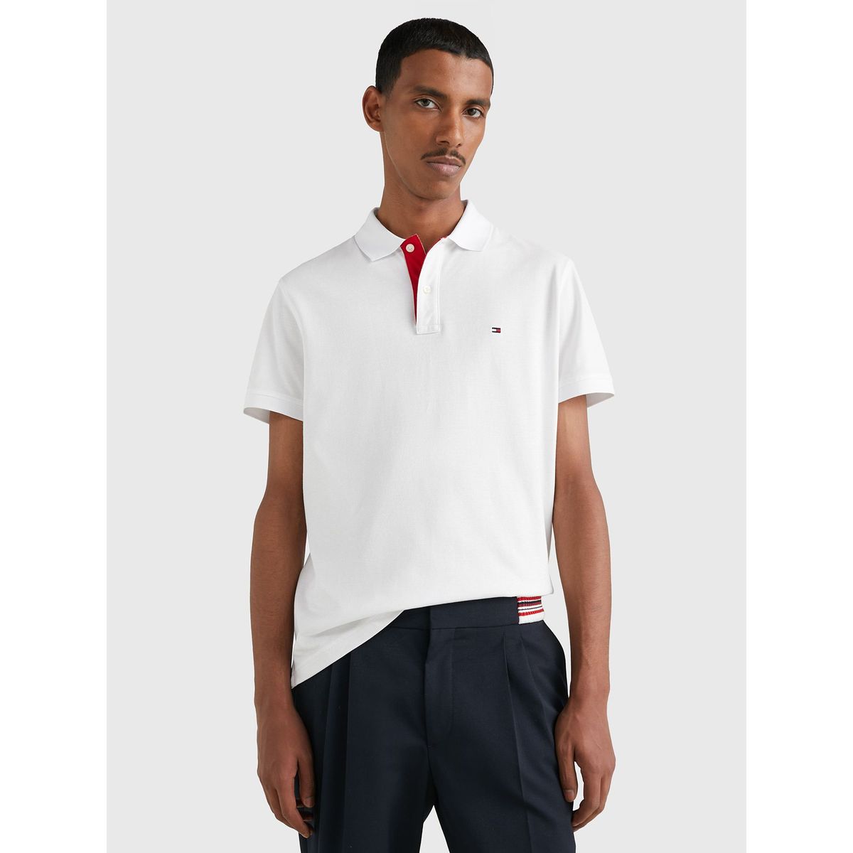 TOMMY HILFIGER - Polo Contrast Placket Regular Fit Blanco Hombre