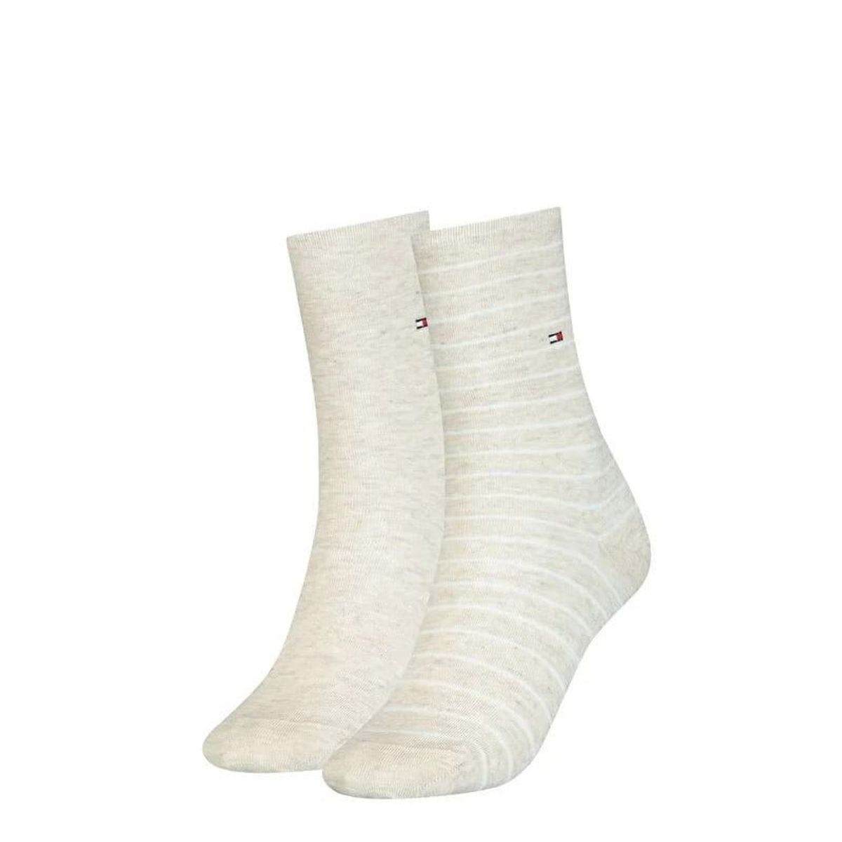 TOMMY HILFIGER - Pack De 2 Pares De Calcetines Small Stripe Beige Hombre