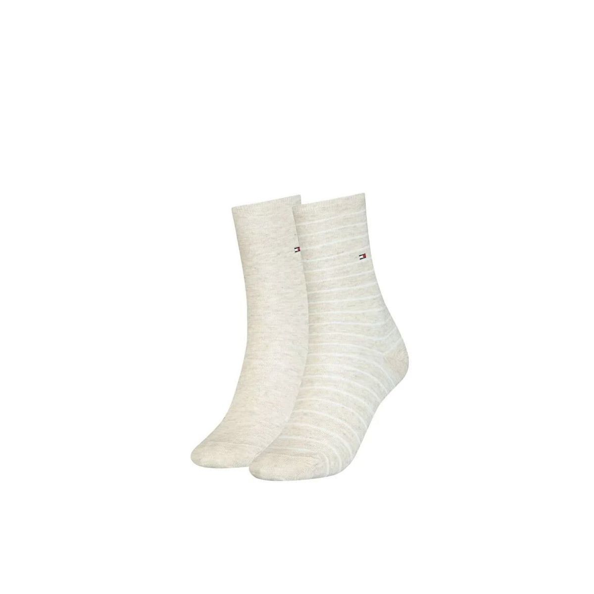 TOMMY HILFIGER - Pack De 2 Pares De Calcetines Small Stripe Beige Hombre