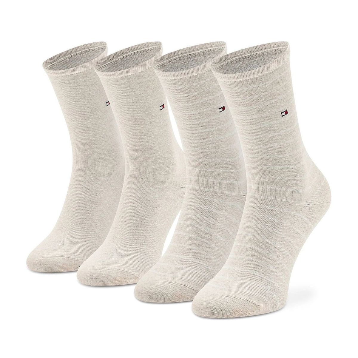 TOMMY HILFIGER - Pack De 2 Pares De Calcetines Small Stripe Beige Hombre