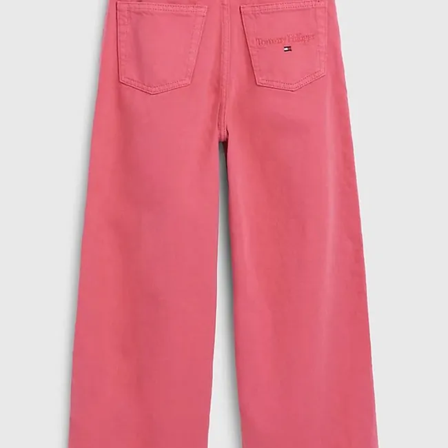 TOMMY HILFIGER - Jeans Amplios Talle Alto Rosa Niña
