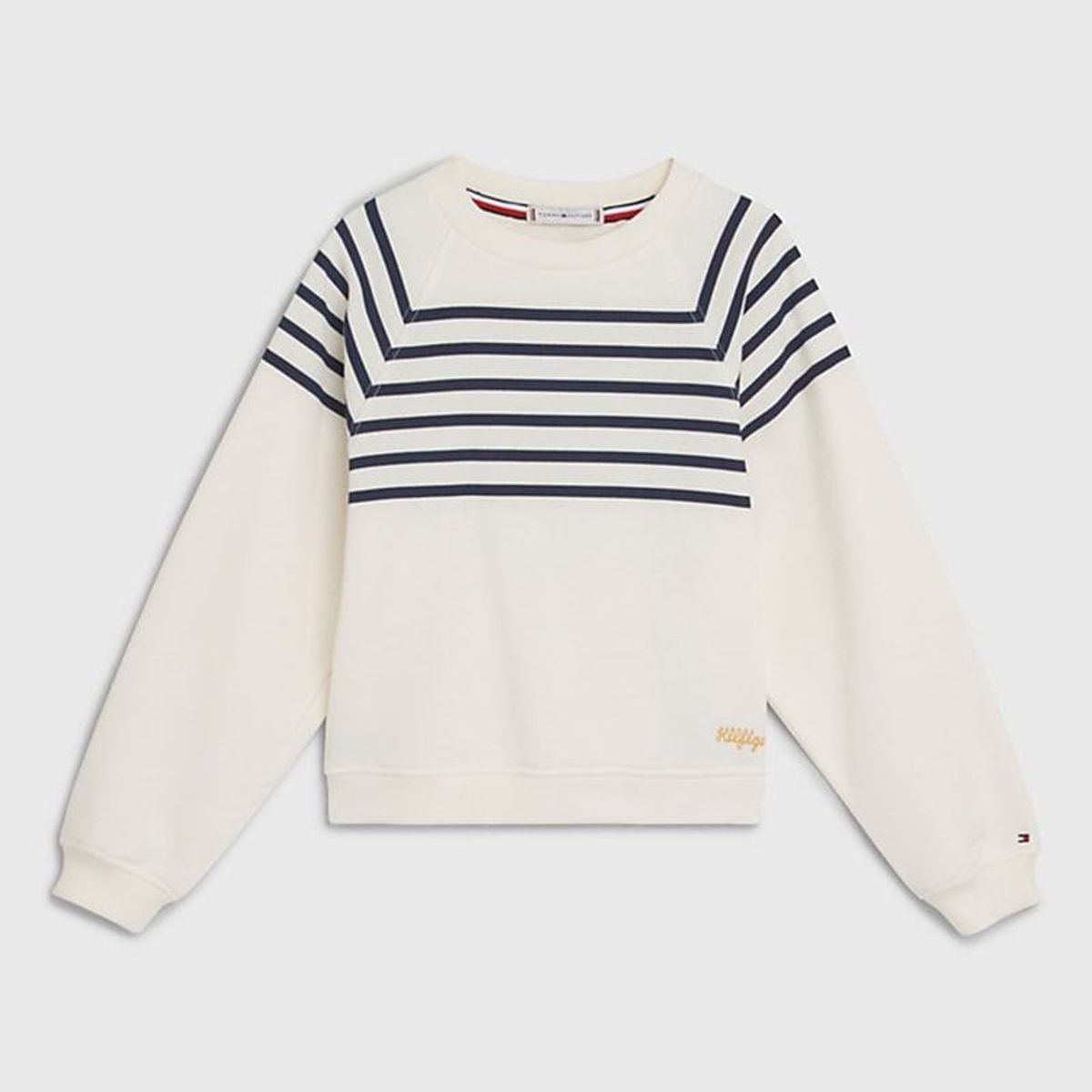 TOMMY HILFIGER - Polerón Con Rayas Marineras Blanco Niña