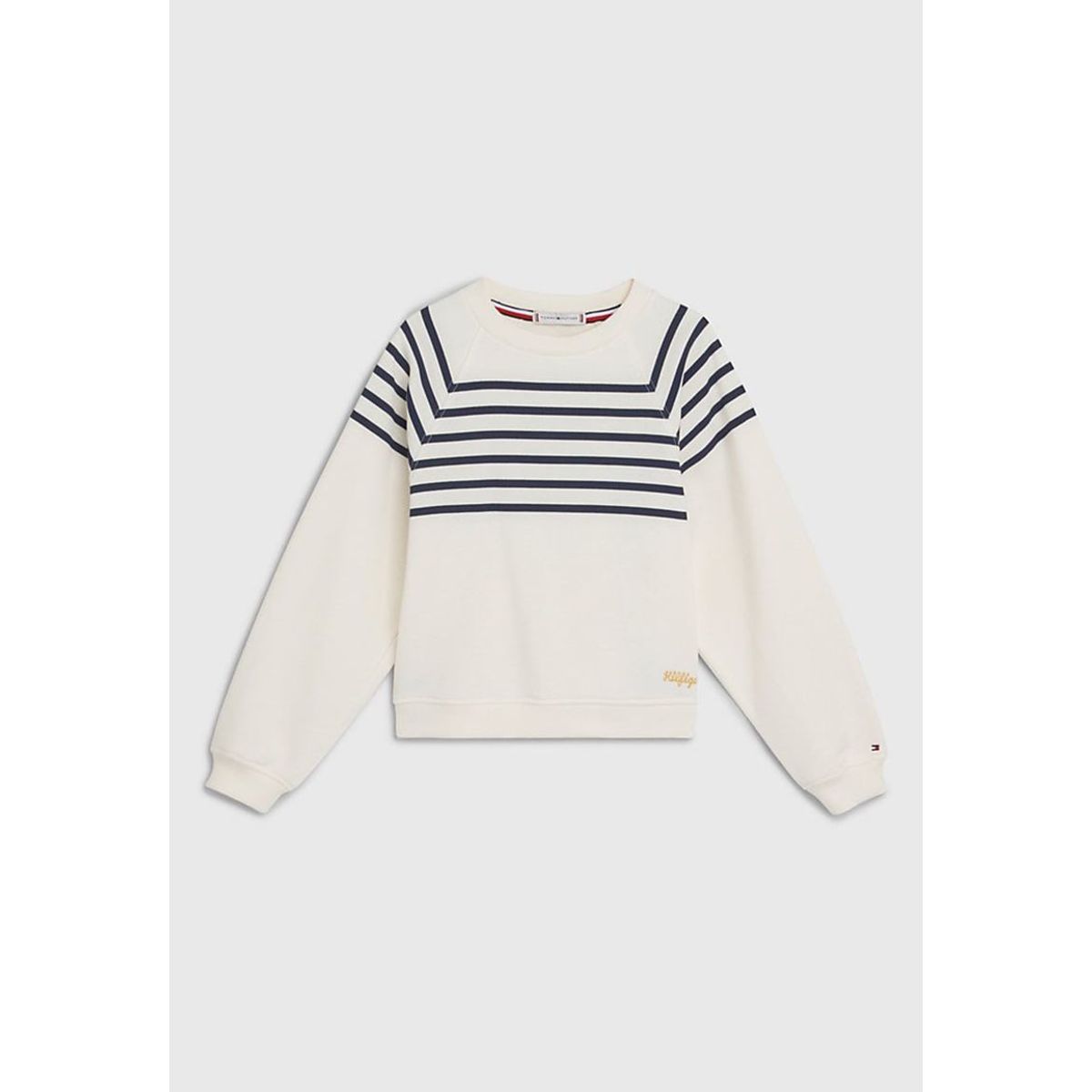 TOMMY HILFIGER - Polerón Con Rayas Marineras Blanco Niña