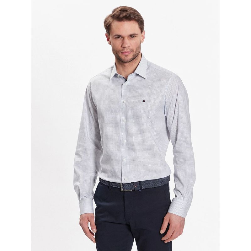TOMMY HILFIGER - Camisa Stretch Classic Regular Fit Celeste Hombre