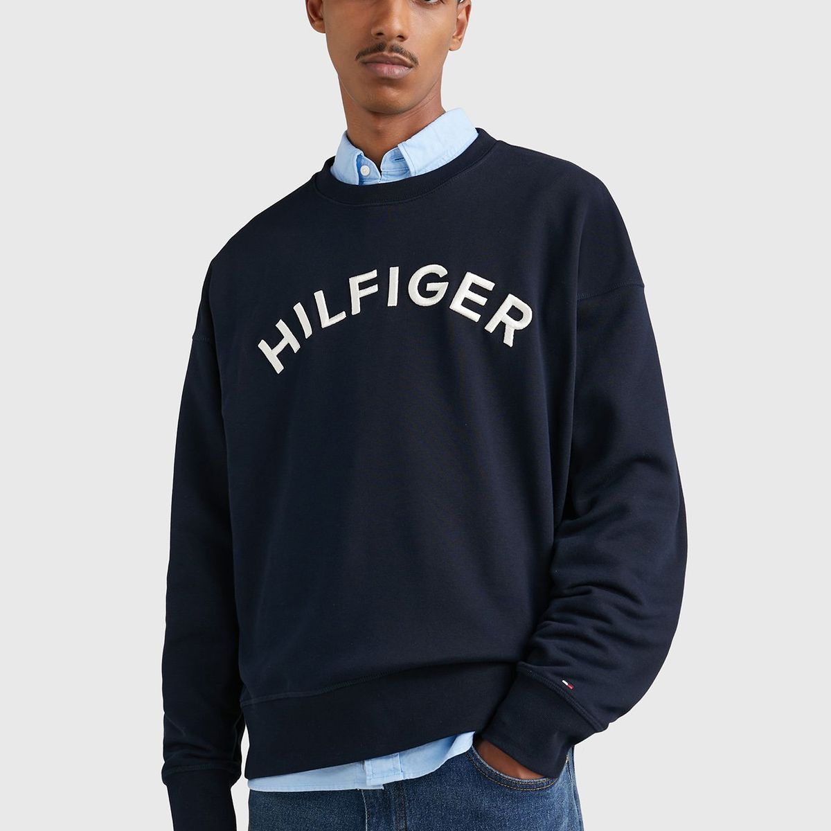 TOMMY HILFIGER - Polerón Logo Arqueado Archive Azul Hombre