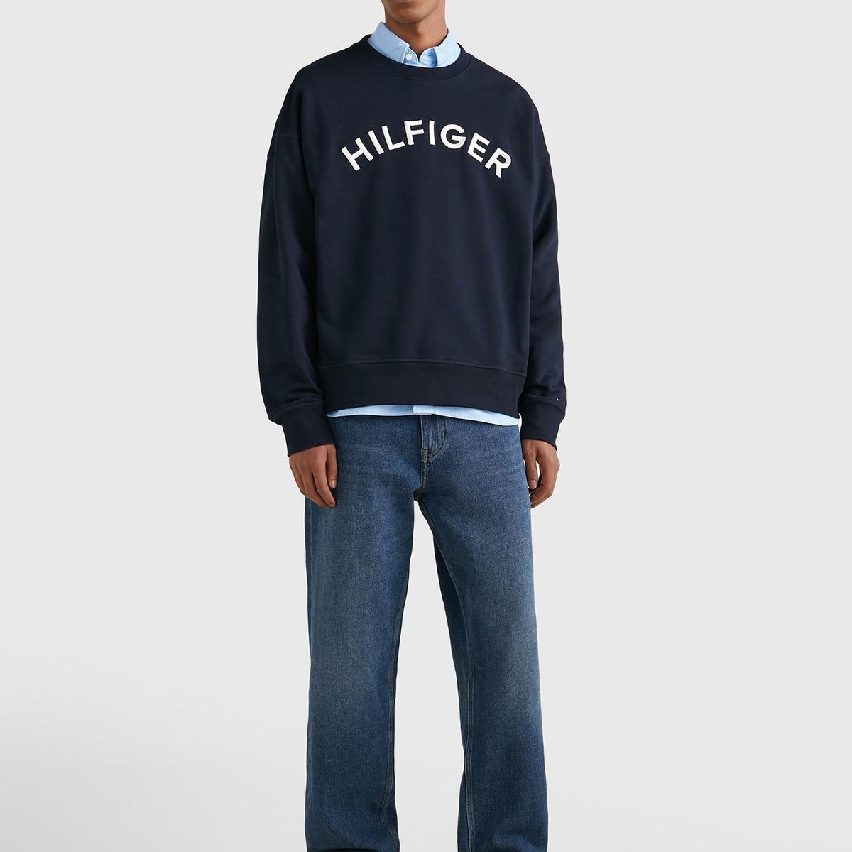 TOMMY HILFIGER - Polerón Logo Arqueado Archive Azul Hombre