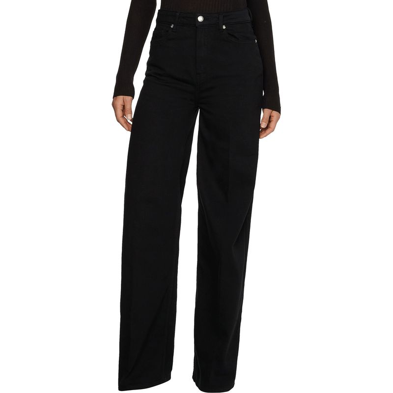 TOMMY HILFIGER - Jeans Wide Leg Talle Alto Negro Mujer
