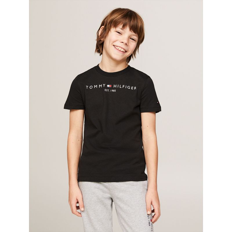 TOMMY HILFIGER - Polera Kids Essential Logo C-Neck Negro Tommy Hilfiger