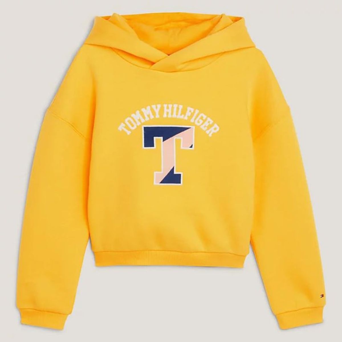 TOMMY HILFIGER - Polerón Hoodie Con Logo Varsity Amarillo Niña