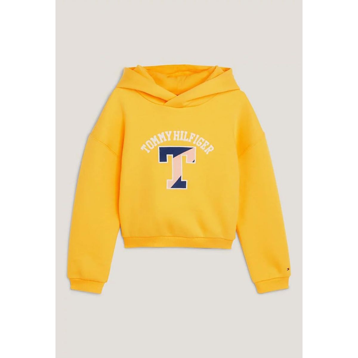 TOMMY HILFIGER - Polerón Hoodie Con Logo Varsity Amarillo Niña