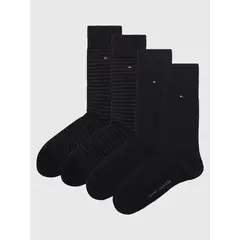 TOMMY HILFIGER - Pack De 2 Calcetines De Rayas Pequeñas Negro