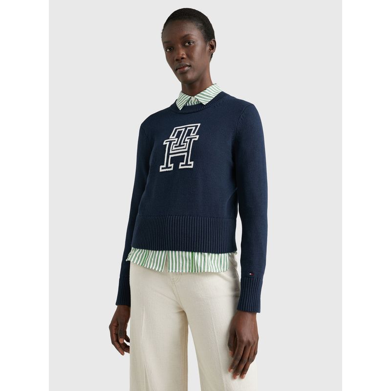 TOMMY HILFIGER - Sweater Monogram C-Neck Azul Mujer