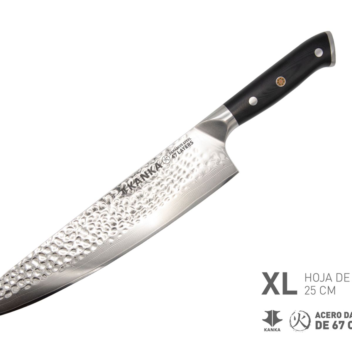 KANKA - KANKA - Cuchillo Chef XL 25cm Acero Damasco 67 Capas con Funda