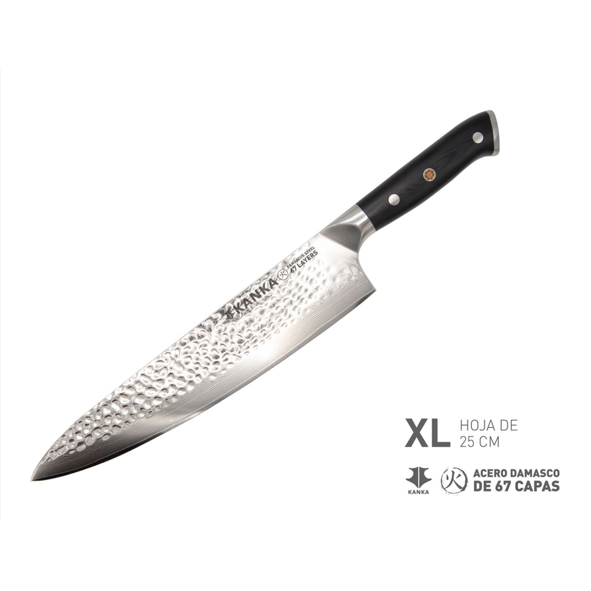 KANKA - KANKA - Cuchillo Chef XL 25cm Acero Damasco 67 Capas con Funda