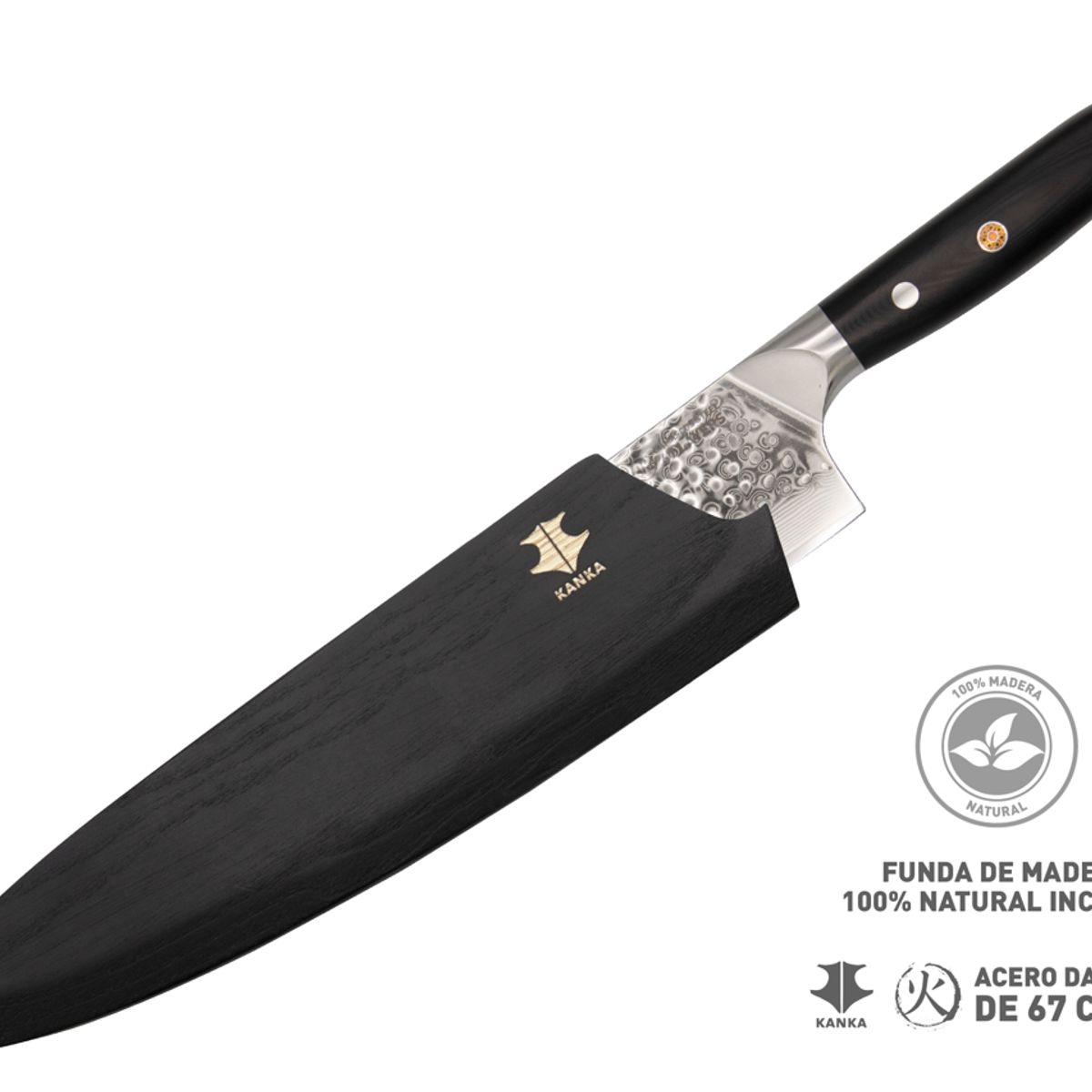 KANKA - KANKA - Cuchillo Chef XL 25cm Acero Damasco 67 Capas con Funda