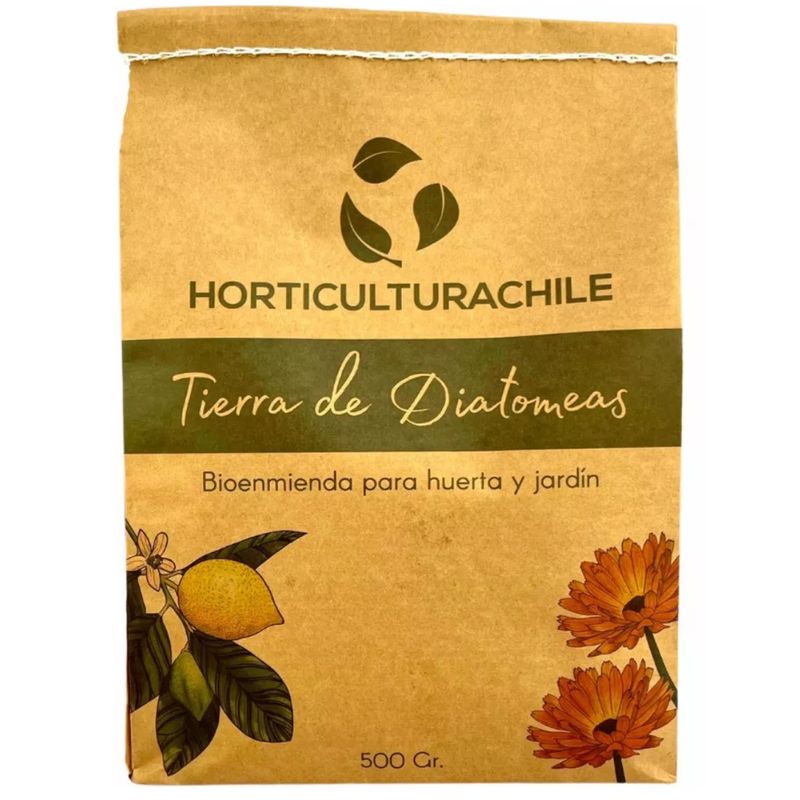 HORTICULTURACHILE - Tierra Diatomeas- Fertilizante Insecticida Ecológico -500 Gr
