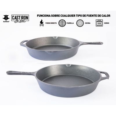 Imagen 2 del producto - Set 2 Sartenes 25 Y 30cm Hierro Fundido + Accesorios