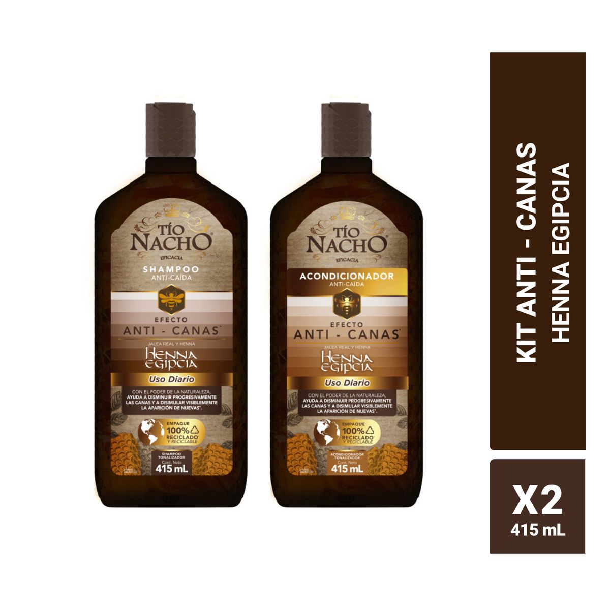 TIO NACHO - PACK TÍO NACHO ANTI CANAS SHAMPOO + ACONDICIONADOR 415ML C/U