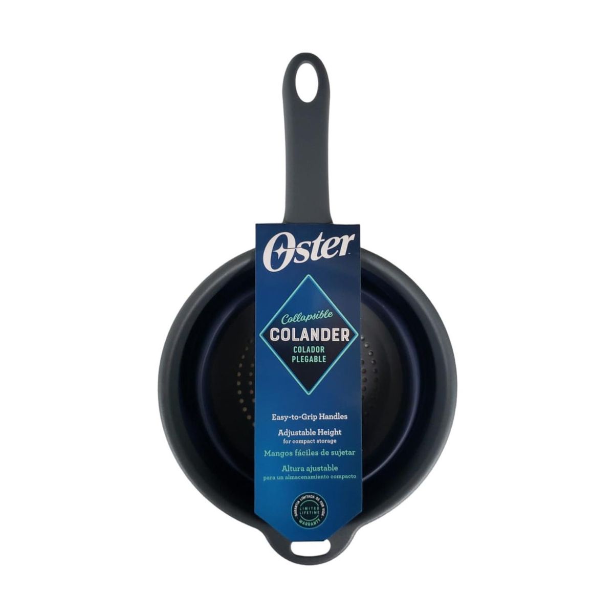 OSTER - Colador Plegable Bluemarine 17,8 cm Azul- Gris OSTER