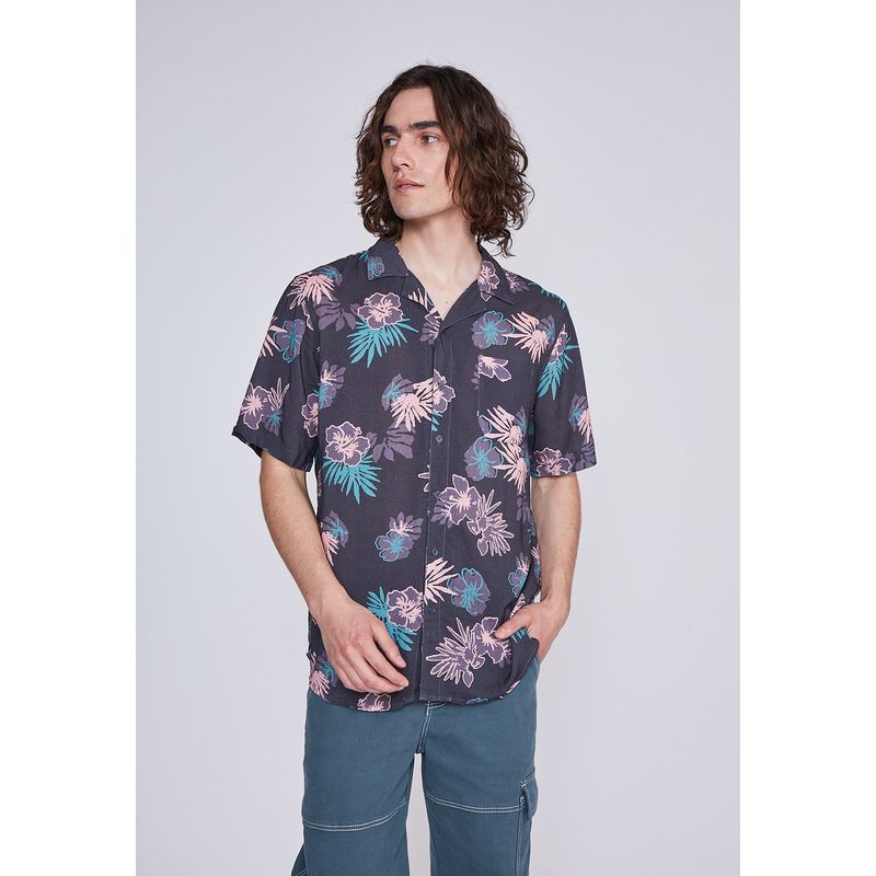 SIOUX - Camisa Hombre Flores Azul Sioux